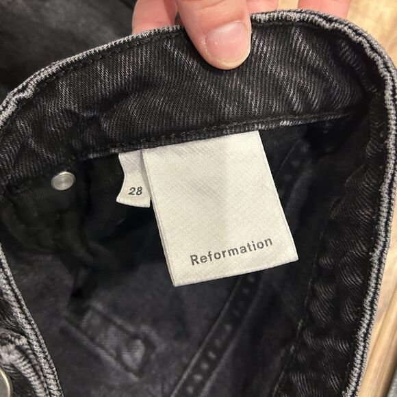 Reformation Pacific Black Studded Harley High Rise Slim Straight Jeans 28 - Picture 8 of 12